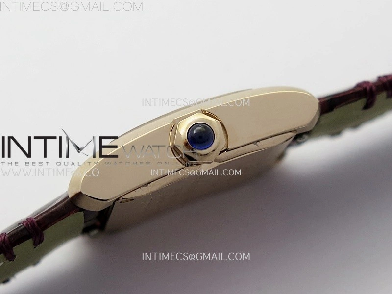 Tank Francaise Ladies 21.2mm RG 8848F 1:1 Best Edition Silver Dial on Red Leather Strap Ronda Quartz V2